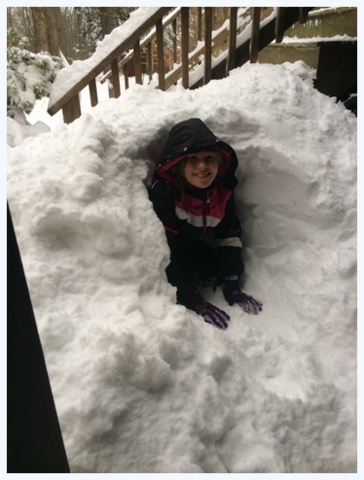 It's fun when you're a kid to dig a tunnel in a big ol' pile of snow! 