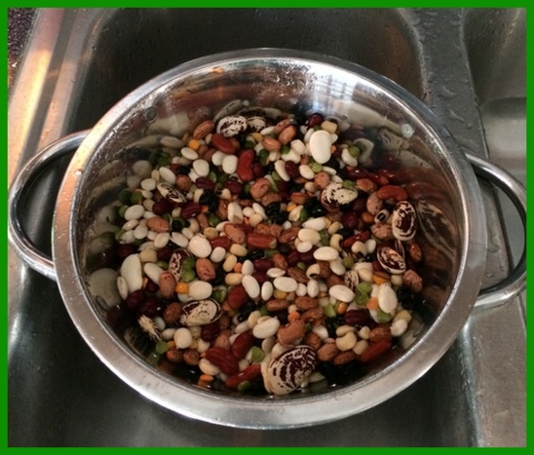 I love to simmer pots of soup and beans on the stove.  Isn't this mix of thirteen kinds of dried beans pretty?