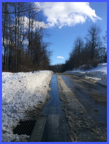 The day after the "big storm",  it was blue skies and slushy, but drivable, roads.