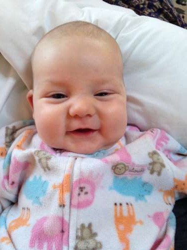 And a cute picture of 8 week old smiling Ava, because I can't help myself!