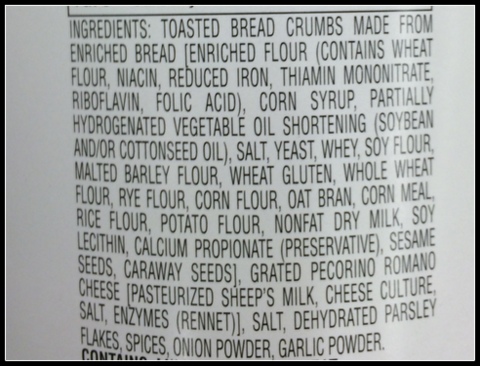 This was one of the least preservative-filled commercial bread crumbs we found at the store.