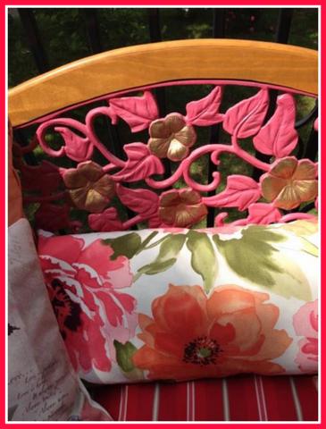 Look at the detail. From plain to fabulous with paint and pillows! Photo courtesy Bobbette Risk.