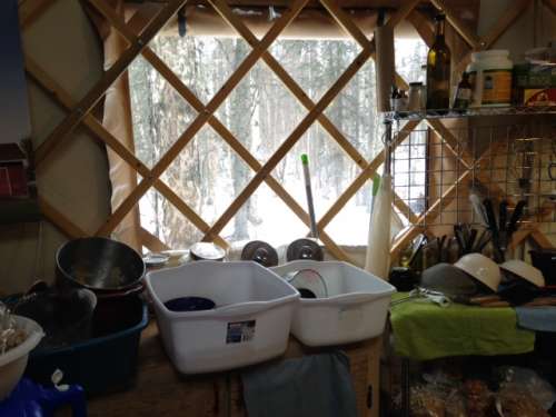 Doing the dishes with a nice view.