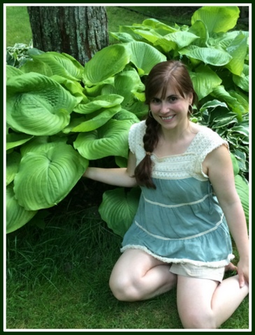 I sat next to this hosta for scale. Hosta plants can start out very tiny, but increase in size each year. These are some of the first I ever planted!