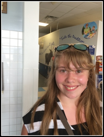 Audrey excitedly waits in line to order ice cream at UConn's famous Dairy Bar.