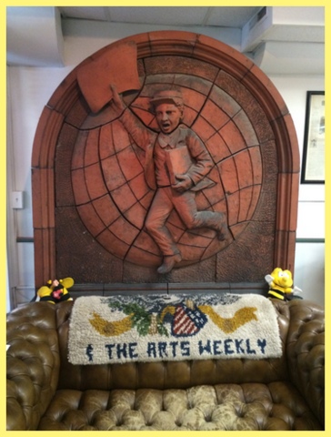 Molded Terra Cotta plaque, 1883 -1887 by H.A. Lewis, S. Boston, from the Saturday Globe Building where it hung until July 1992.