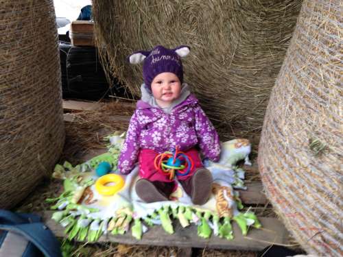 Staying warm in the hay shed