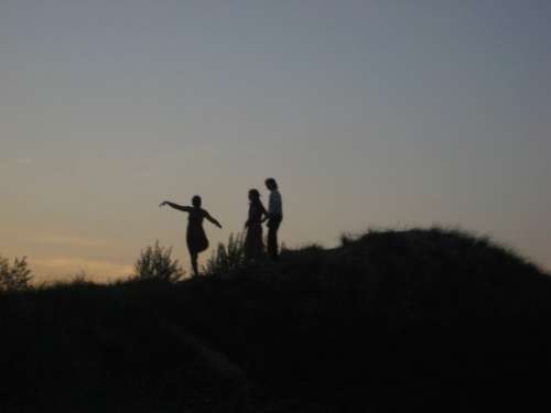 Tree pose in a treeless landscape; Lake Michigan Sand Dunes; ca. 2005