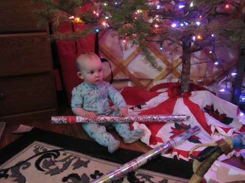 Ava fits so nicely under the tree--a perfect present!