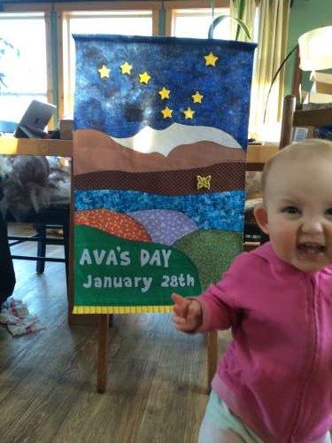 Ava's Grandma Gail made this gorgeous birthday banner.  Each year she will get another butterfly to add to it!  