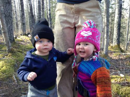 Babies in the forest!! They had so much fun stomping in puddles, picking up spruce cones and exploring their surroundings.