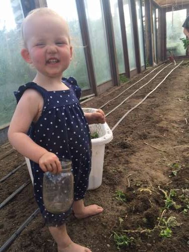 Ava doesn't seem to mind the sweltering heat even in the greenhouse!