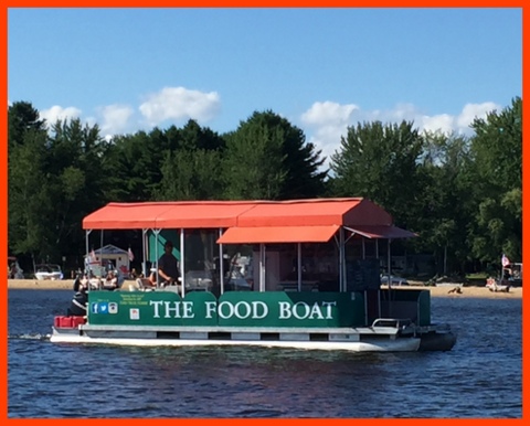 How awesome is this? Anchored at the sandbar,  we had to try it. We waded over for yummy food!