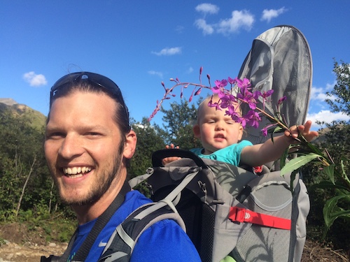On our way to pick some blueberries.  We weren't incredibly successful, but we got to go on a beautiful hike on a beautiful day.  Plus, we played with fireweed! 
