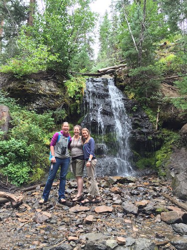 Weddings bring good friends together!  This is the Waterfall Hike at Snow Mountain Ranch in Granby, CO.