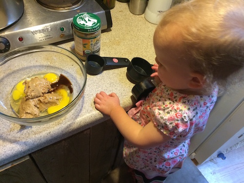 Baking on the impermanent counter top.