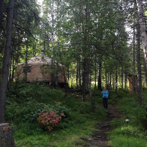 A photo of me on the trail to the yurt from about a month ago.