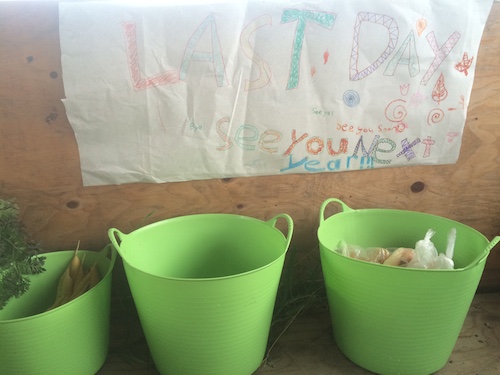A banner the kids made for the last day of the farm stand.