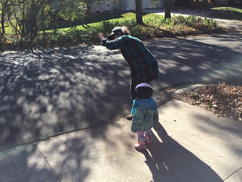 It's good to have grandmas around to teach us about looking both ways before crossing the street.  I wish I had family in AK...but I'd be more inclined to take on little jobs here and there with "free" childcare! 