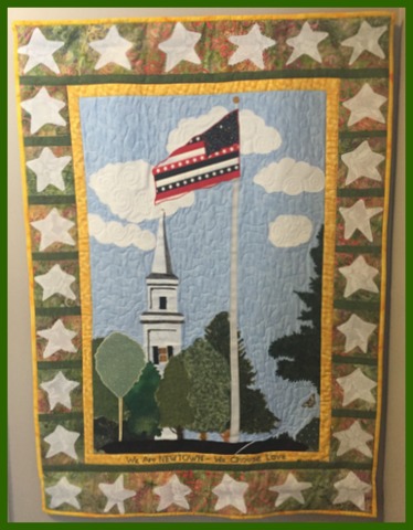 Stefanie's special quilt for Newtown. There are twenty six stars in honor of Sandy Hook Elementary.