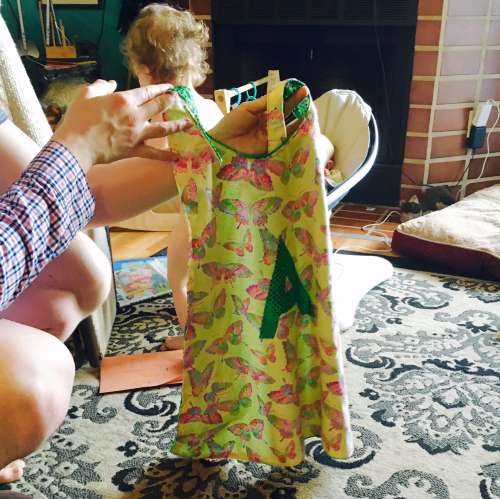 I made this Super Ava cape for Easter.  She refused to wear it at first.  I was a bit devestated.