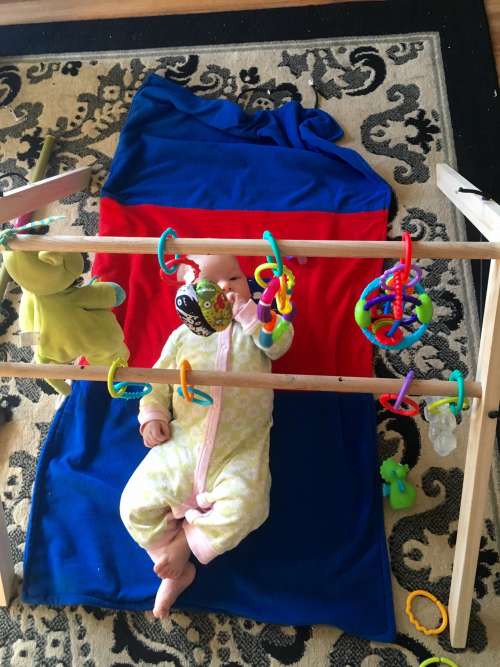 I made this "baby gym" for Opal.  She loves it!