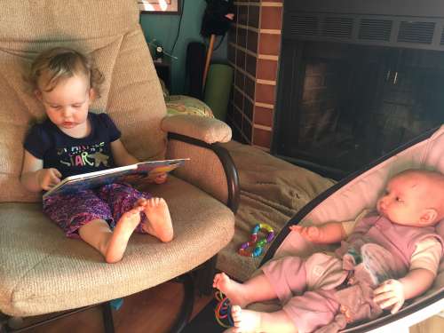 Ava reading us a story.