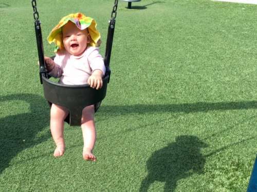 We could probably take some life advice from babies, too.  It's okay to laugh while you swing!