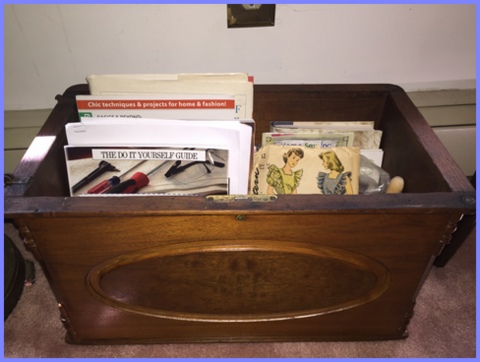 I use the coffer that came with the New Home model to hold my sewing books.