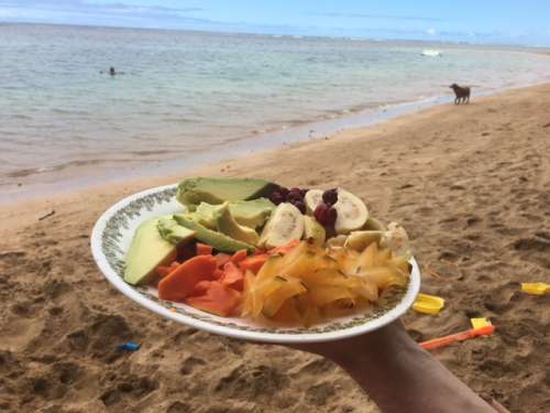 Super Fresh tropical produce on a turquoise beach with my family? Yes please! I want to go baaaccckkk.....