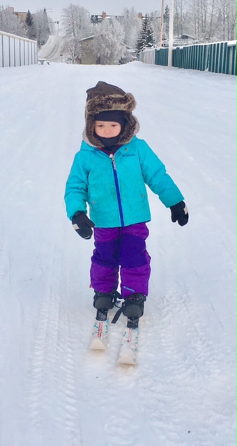 Ava is a natural skier! This is from her first time on skis!