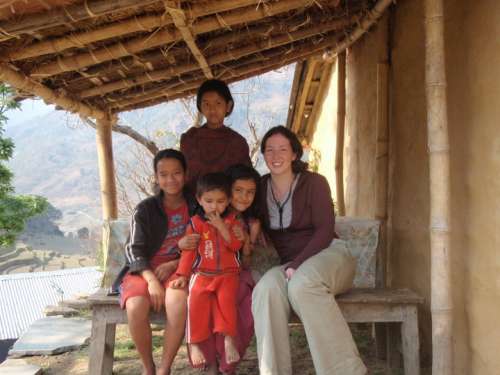 Me with Yuba's son (the toddler), niece (girl holding toddler) and two other village kids.  We exchanged English and Nepali language lessons.  