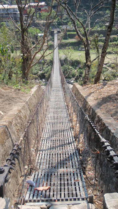 The first of many swinging bridges I would cross on my trek.