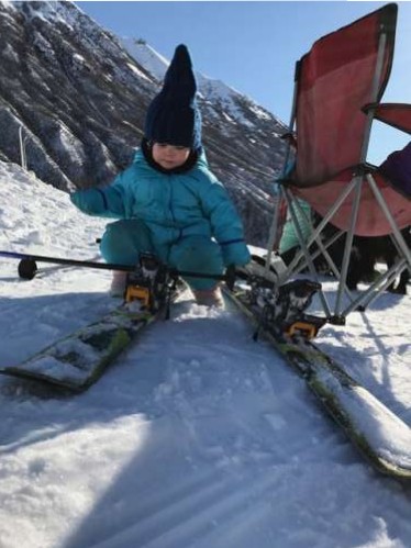 America's youngest ski pro: Opal, 14 months.