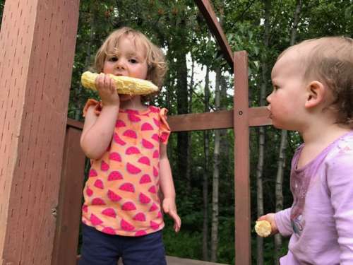 Chowing down on more outdoor summer staple food.