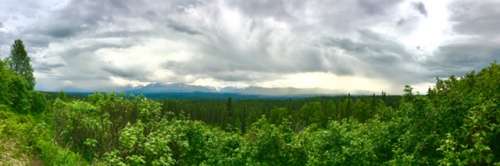 First good above-the-tree-line view, about 10 p.m.  Denali is over there somehwere, obscured by clouds.