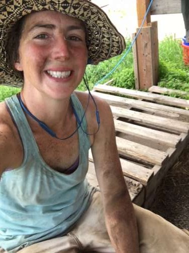 Dirty Farmgirl after a day of pulling old cutting greens, feeding pigs, amending new beds, and harvesting for a local restaurant. 