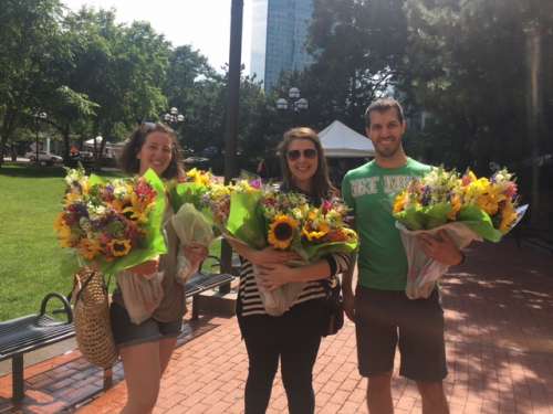 My cousin, her boyfriend and I found bouquets at a local farmers market.