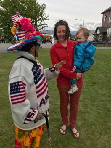 Opal and I danced with some fun characters at the state fair, despite howling winds!