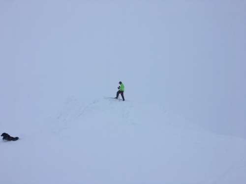 Skiing in flat light conditions with some friends.