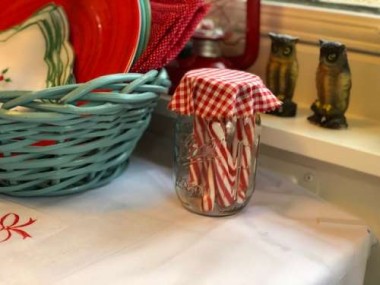 Peppermint sticks in a mason jar look festive