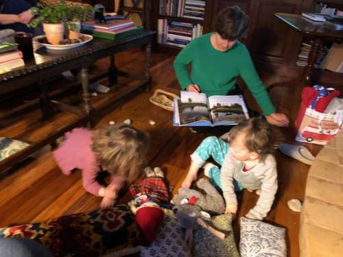 Reading about a winter wonderland with Grandma Patti.