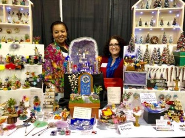 Stephanie and Lisa, two very creative and talented ladies, with some of their miniature creations