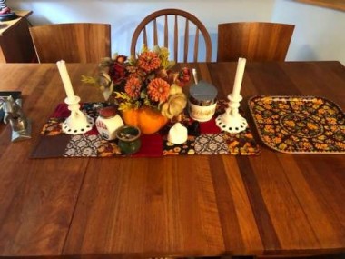 Antique milk glass looks good in any season. I love how against fall colors it takes on a GHOSTLY look.