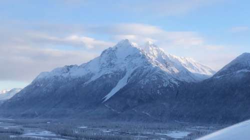 Evan's view from his aerial commute.  The higher up on Mountains people lived, the better they fared--more land mass means it's harder for the earthquake waves to maintain their magnitude.