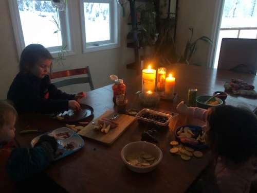 Candle lit dinner with the kiddos.