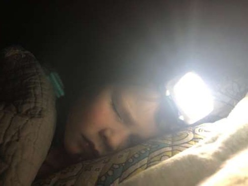 Opal fell asleep in her headlamp and was soooo cute.