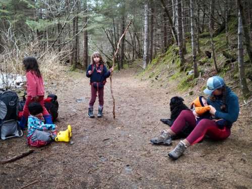 Snack break on a Mother's Day camping trip in Seward, AK.