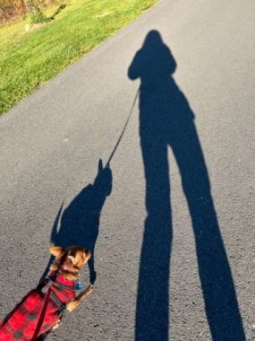 With my lil’ buddy, Pip. We may both be small, but we walk TALL!