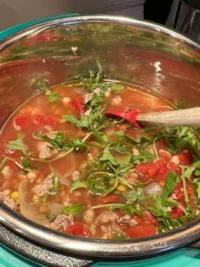 I love adding arugula to my soups and stews like my white bean turkey chili!
